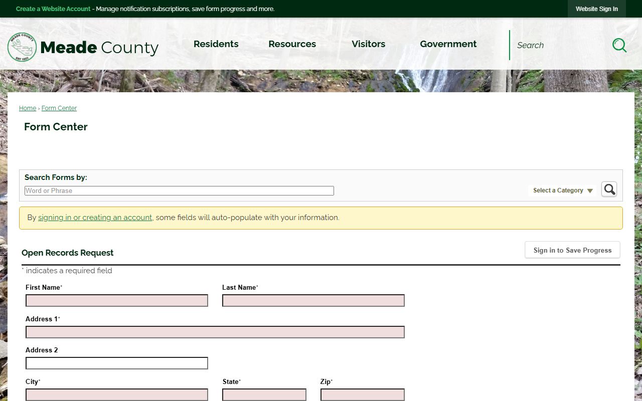Meade County booking photo open records request form